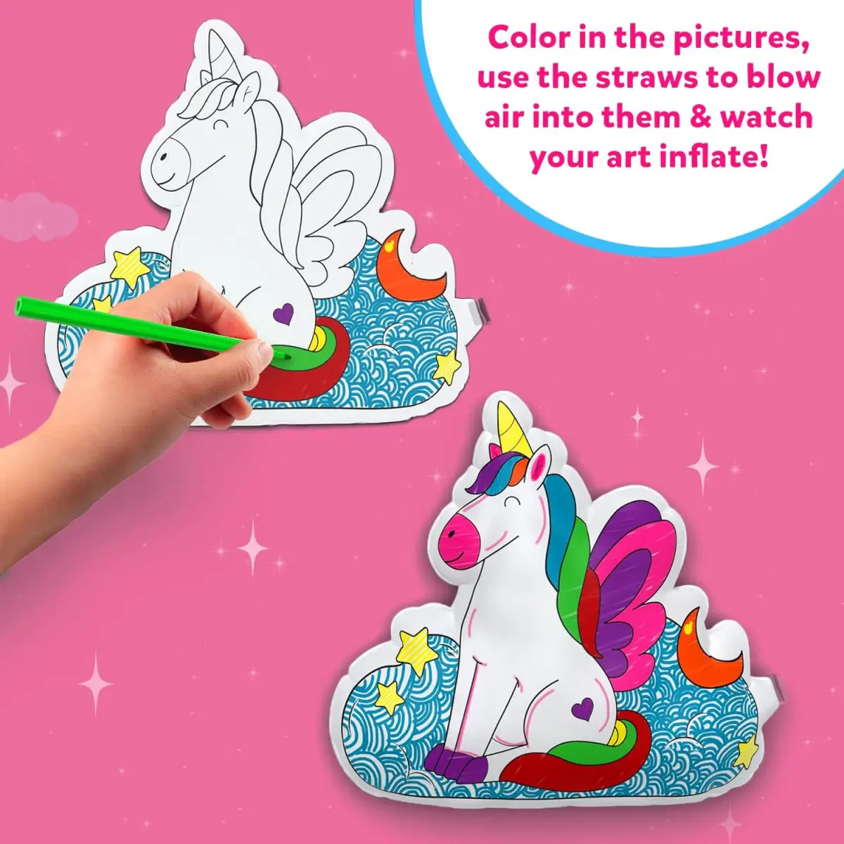 Skillmatics Inflatable Art For Kids - 3D Unicorns & Princesses, 4Y+