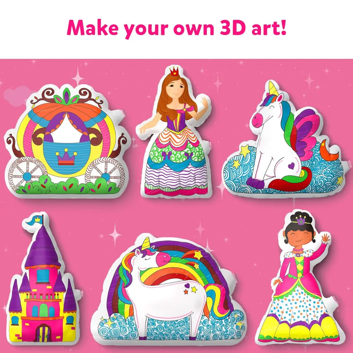 Skillmatics Inflatable Art For Kids - 3D Unicorns & Princesses, 4Y+