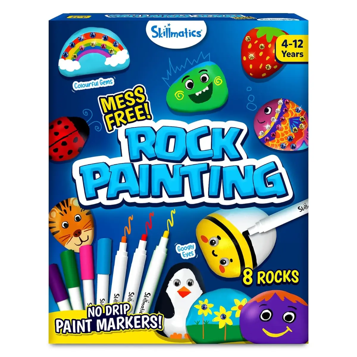 Skillmatics Rock Painting Kit - Mess-Free Art & Craft Activity, 4Y+