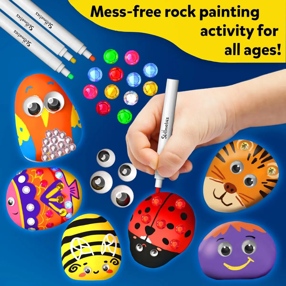 Skillmatics Rock Painting Kit - Mess-Free Art & Craft Activity, 4Y+