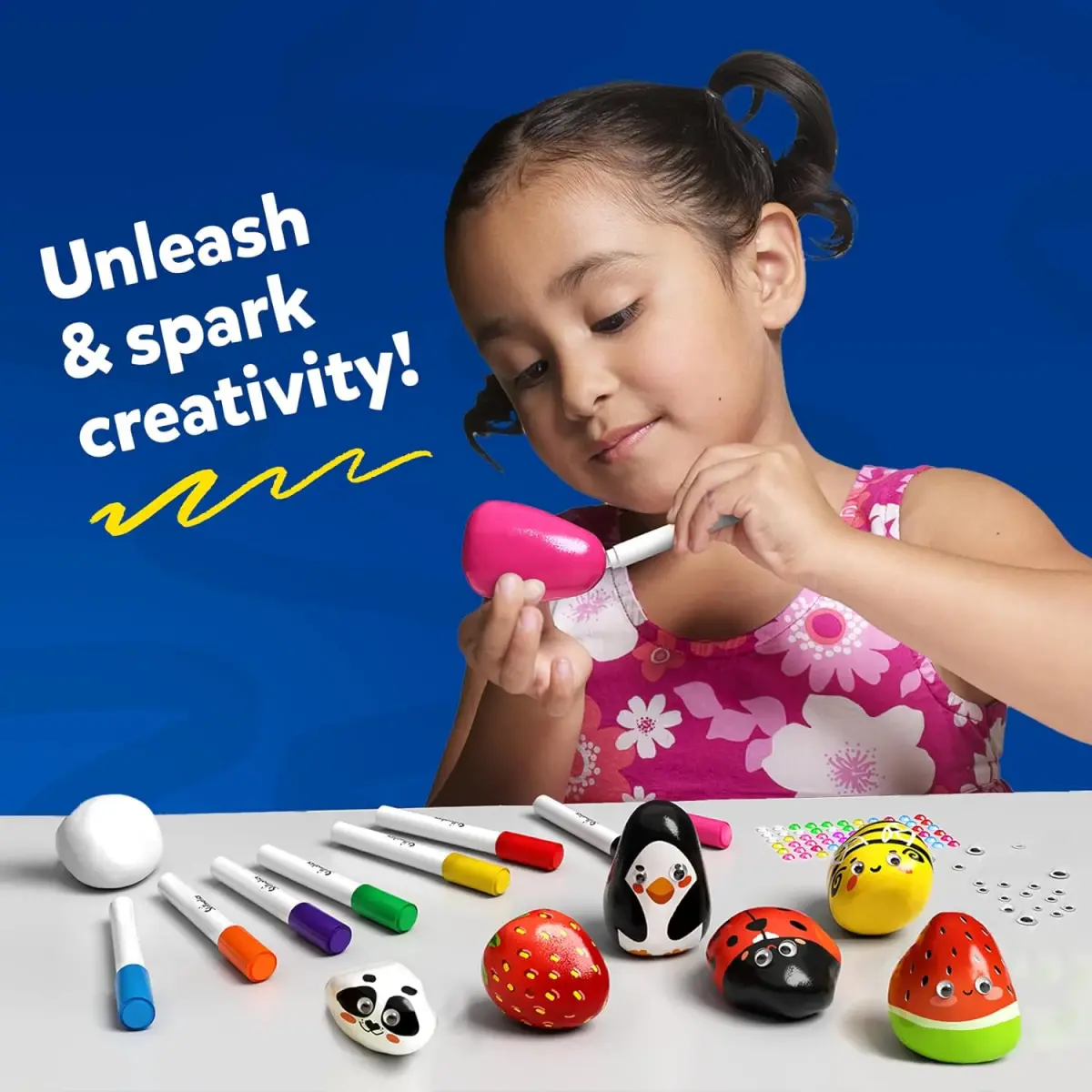 Skillmatics Rock Painting Kit - Mess-Free Art & Craft Activity, 4Y+