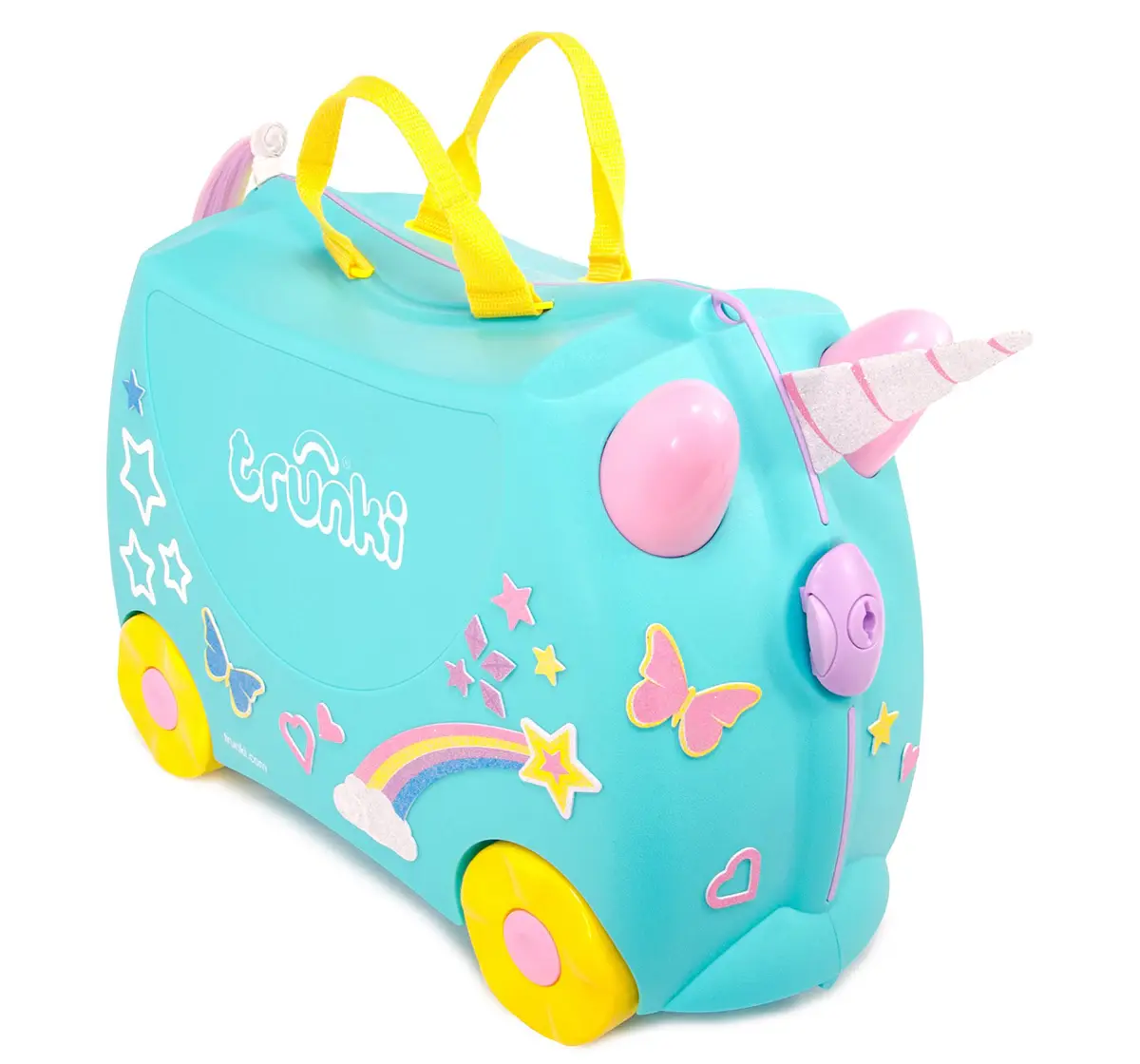 Trunki Unicorn ABS Cabin Luggage Ride-On Suitcase, Carry-On Luggage for Kids, Fun Travel Companion with Toy Storage, 3Y+