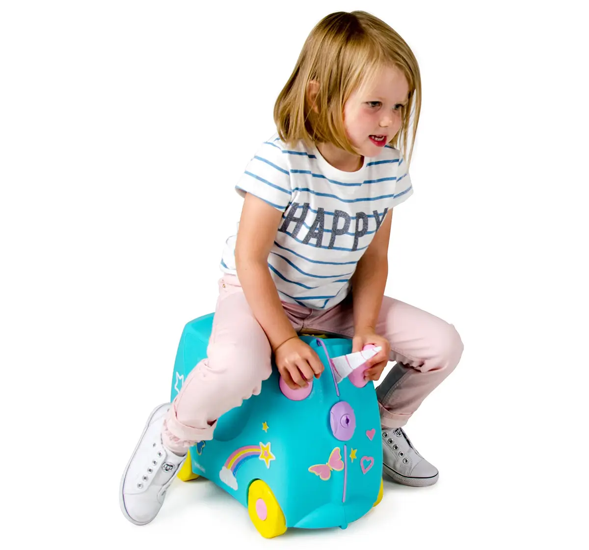 Trunki Unicorn ABS Cabin Luggage Ride-On Suitcase, Carry-On Luggage for Kids, Fun Travel Companion with Toy Storage, 3Y+