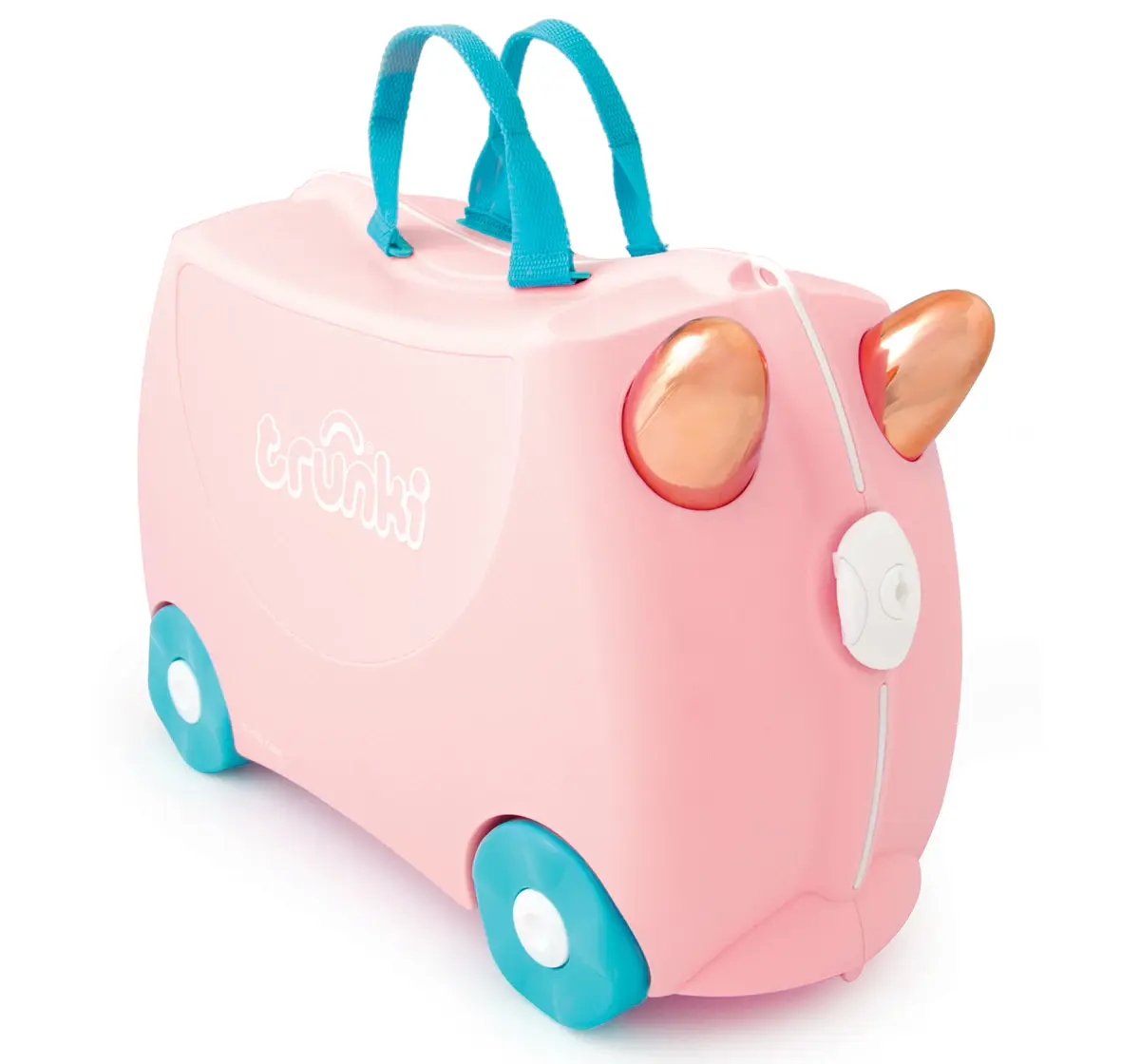 Trunki Flossi Flamingo Ride-On Suitcase, Carry-On Luggage for Kids, Fun Travel Companion with Toy Storage, 3Y+