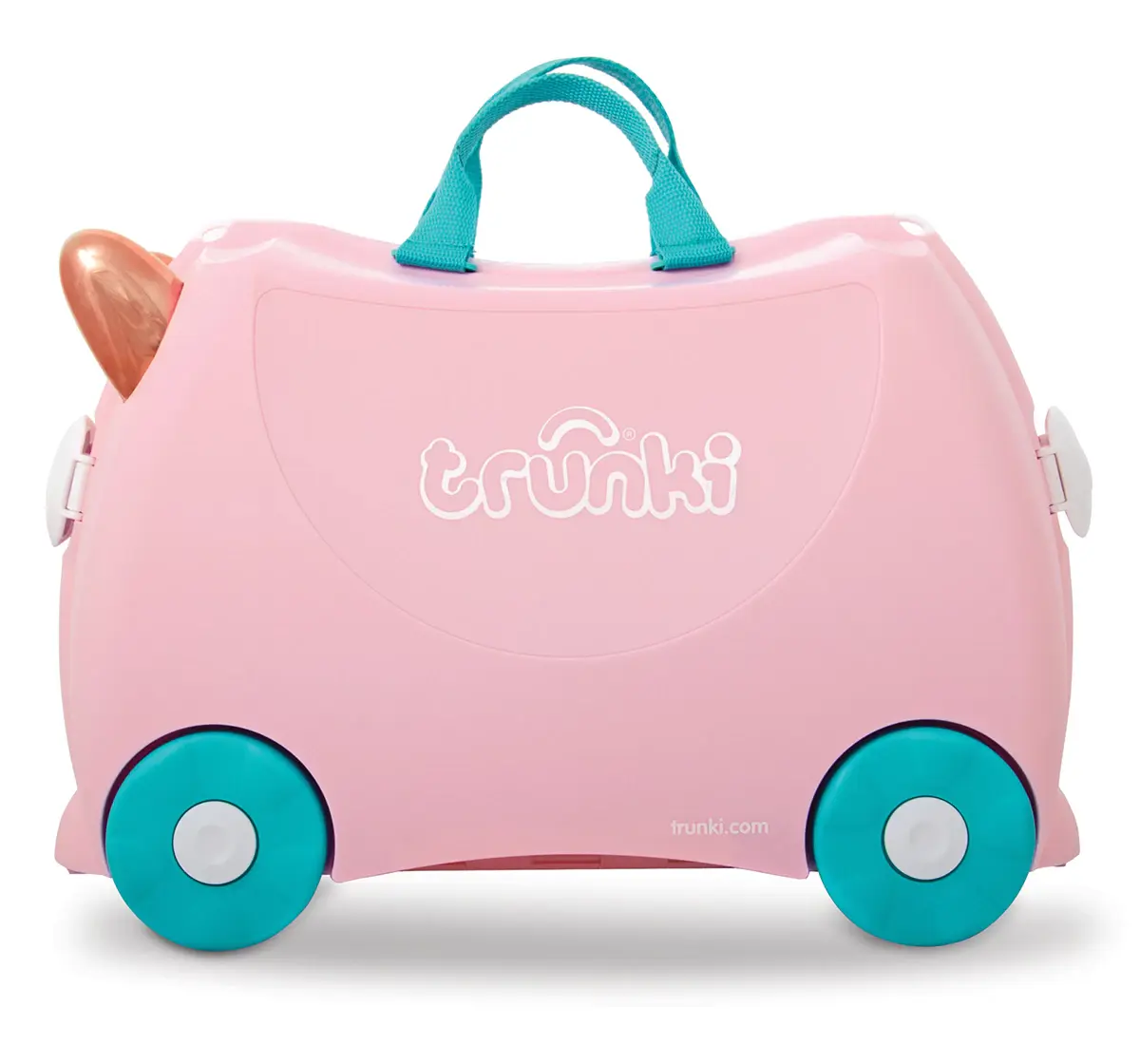 Trunki Flossi Flamingo Ride-On Suitcase, Carry-On Luggage for Kids, Fun Travel Companion with Toy Storage, 3Y+