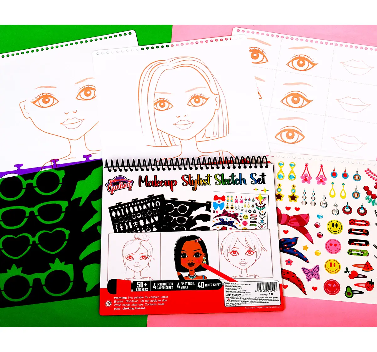 Striders Makeup Stylist Sketch Set Ultimate Beauty Design Kit, 5Y+