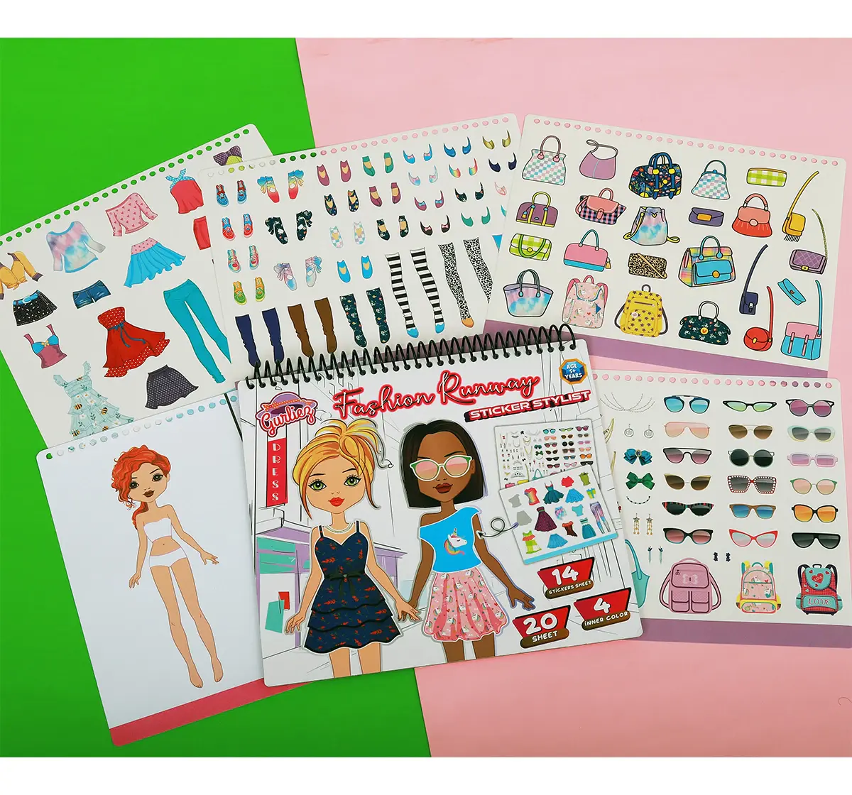 Striders Fashion Runway Sticker Stylist Premium 14-Sheet Sticker Paper Set, 5Y+