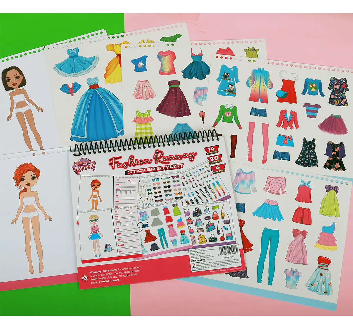 Striders Fashion Runway Sticker Stylist Premium 14-Sheet Sticker Paper Set, 5Y+