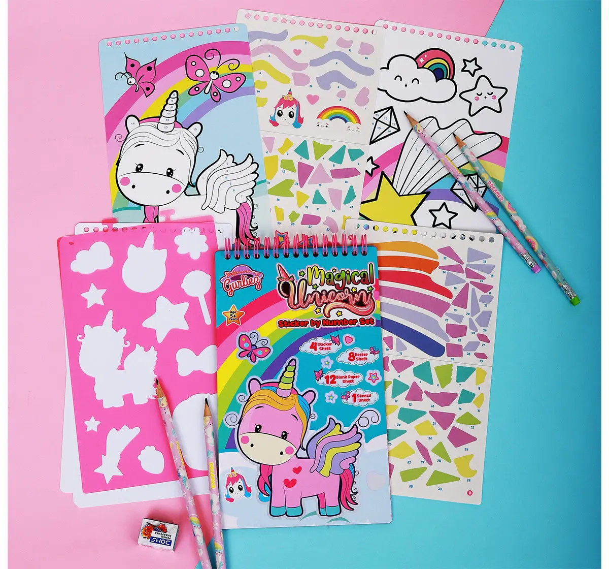 Striders My Magical Unicorn Sticker By Number Set Complete Craft Kit, 5Y+