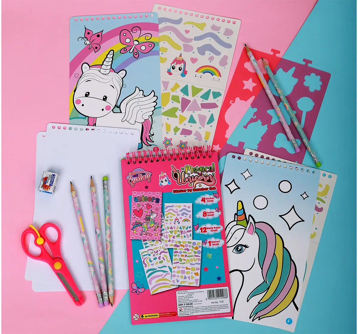 Striders My Magical Unicorn Sticker By Number Set Complete Craft Kit, 5Y+