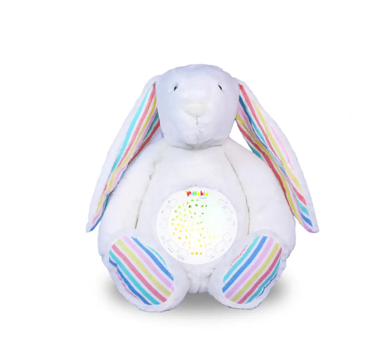 Pinokio The Bunny Projector Teddy Bear, Soft Plush Toy with Soothing LED Nightlight for Kids’ Cozy Sleep and Dreamy Nights, 18M+ White