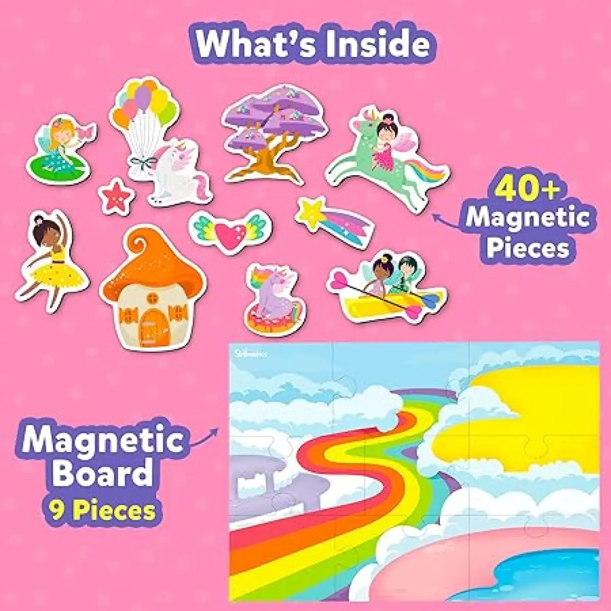 Skillmatics Creative Toy Magnetopia - Princess & Unicorn Land, 40+ Magnetic Pieces, 3Y+