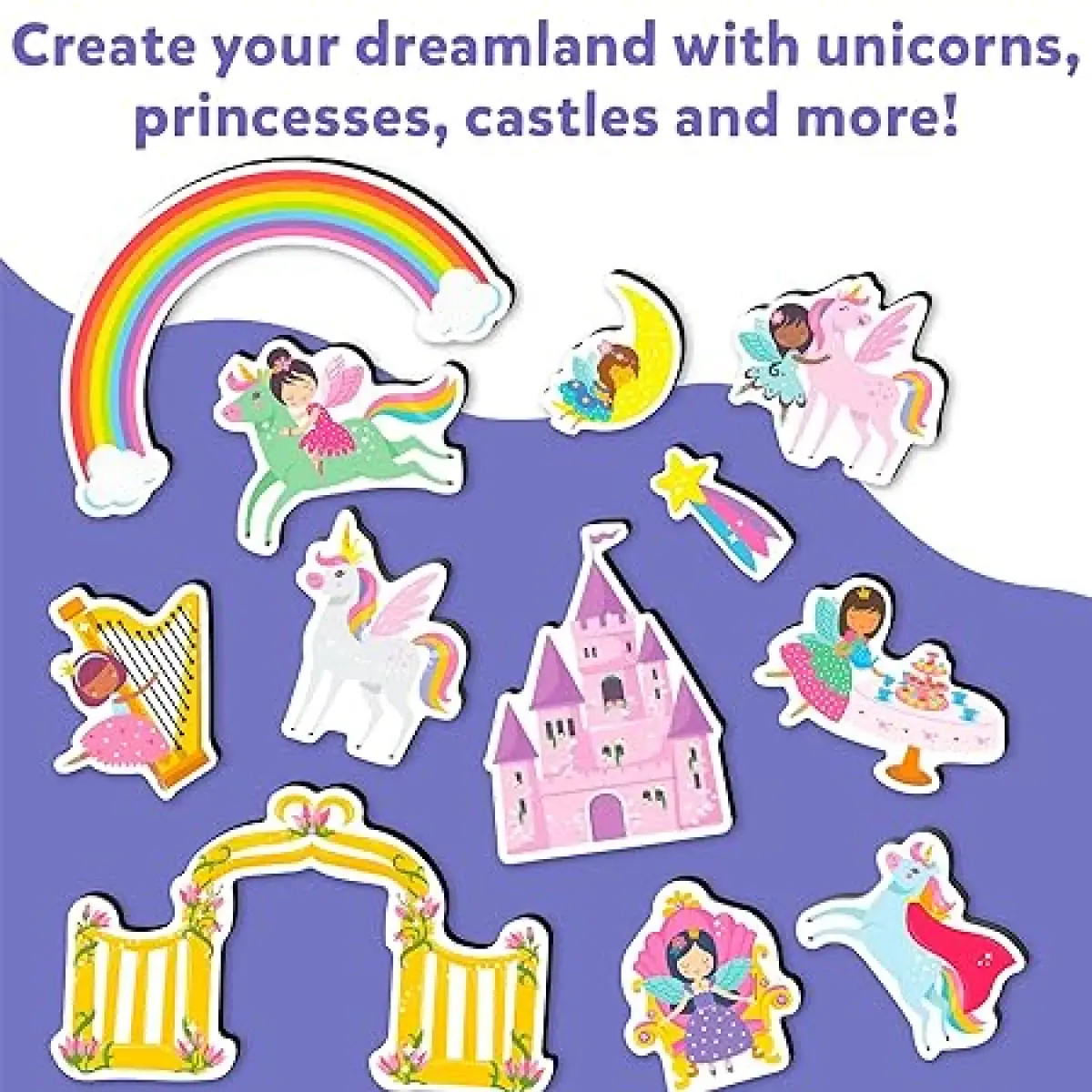 Skillmatics Creative Toy Magnetopia - Princess & Unicorn Land, 40+ Magnetic Pieces, 3Y+