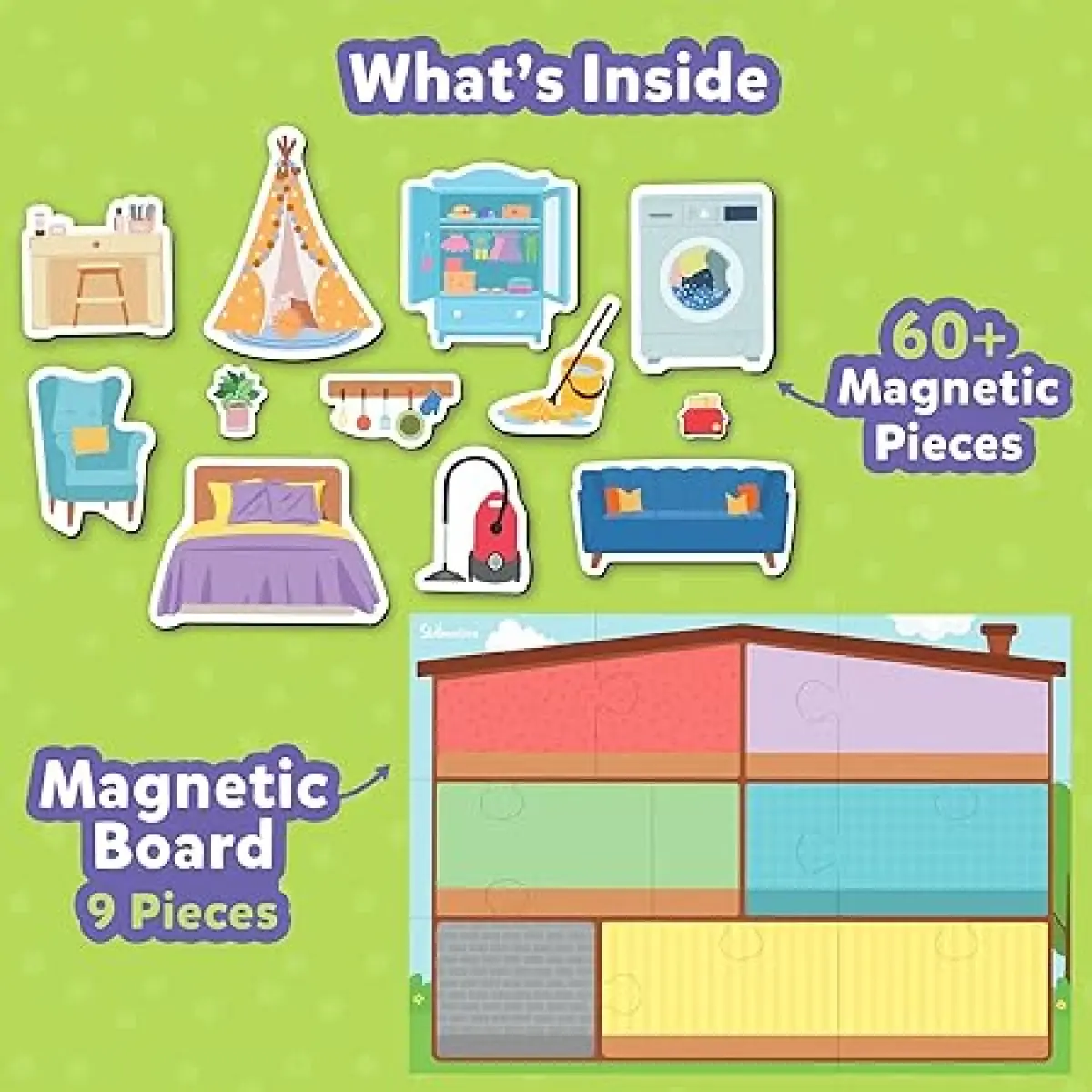 Skillmatics Creative Toy Magnetopia - Design Your Home, 60+ Magnetic Pieces, 3Y+