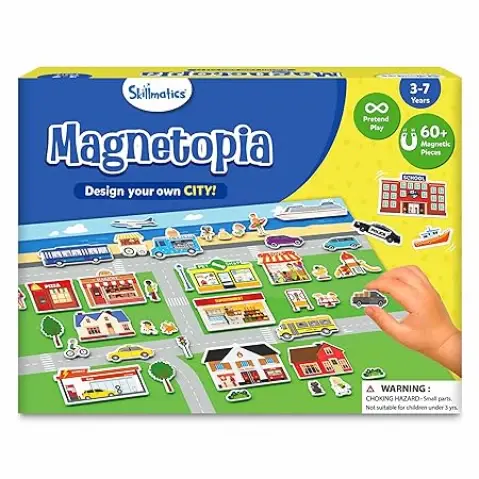 Skillmatics Creative Toy Magnetopia - Design Your City, 60+ Magnetic Pieces, 3Y+