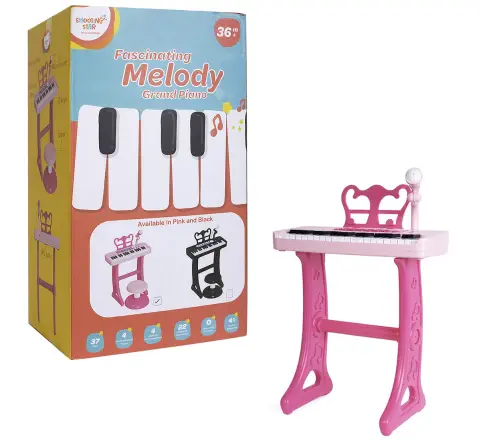Shooting Star Grand Piano with Stool, 37 Keys, Pink, 36M+