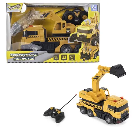 Ralleyz Transforming Excavator Crane Vehicle Toy, 8Y+
