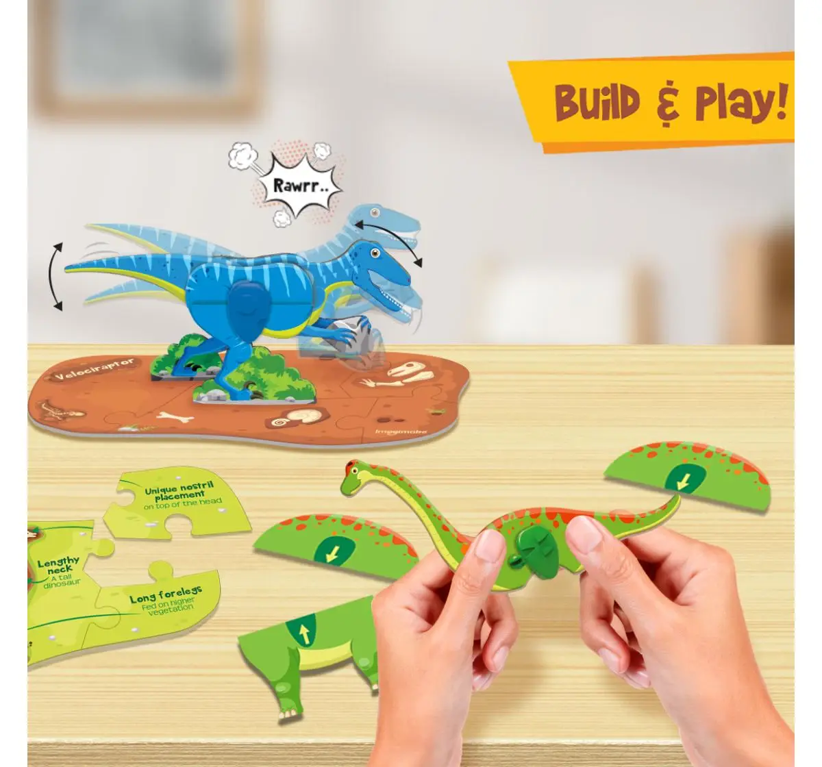 Imagimake Mapology Glow In The Dark Dinos & Egg 3D Puzzle, 5Y+, Orange