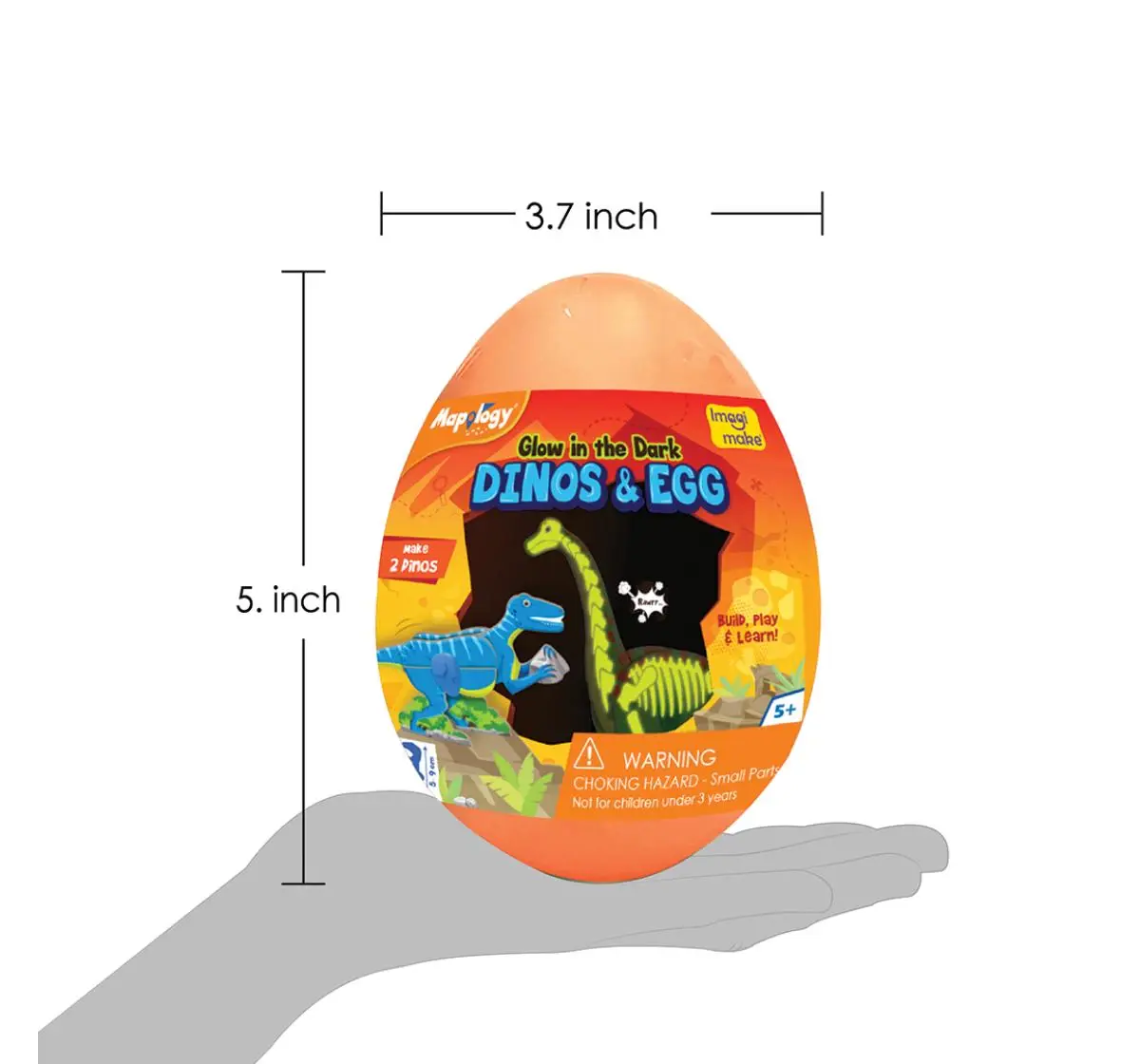 Imagimake Mapology Glow In The Dark Dinos & Egg 3D Puzzle, 5Y+, Orange