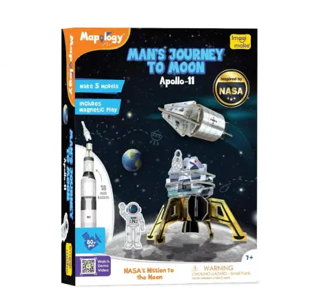 Imagimake Mapology Man's Journey to Moon, Mission Apollo 11, 3D Puzzle, 7Y+