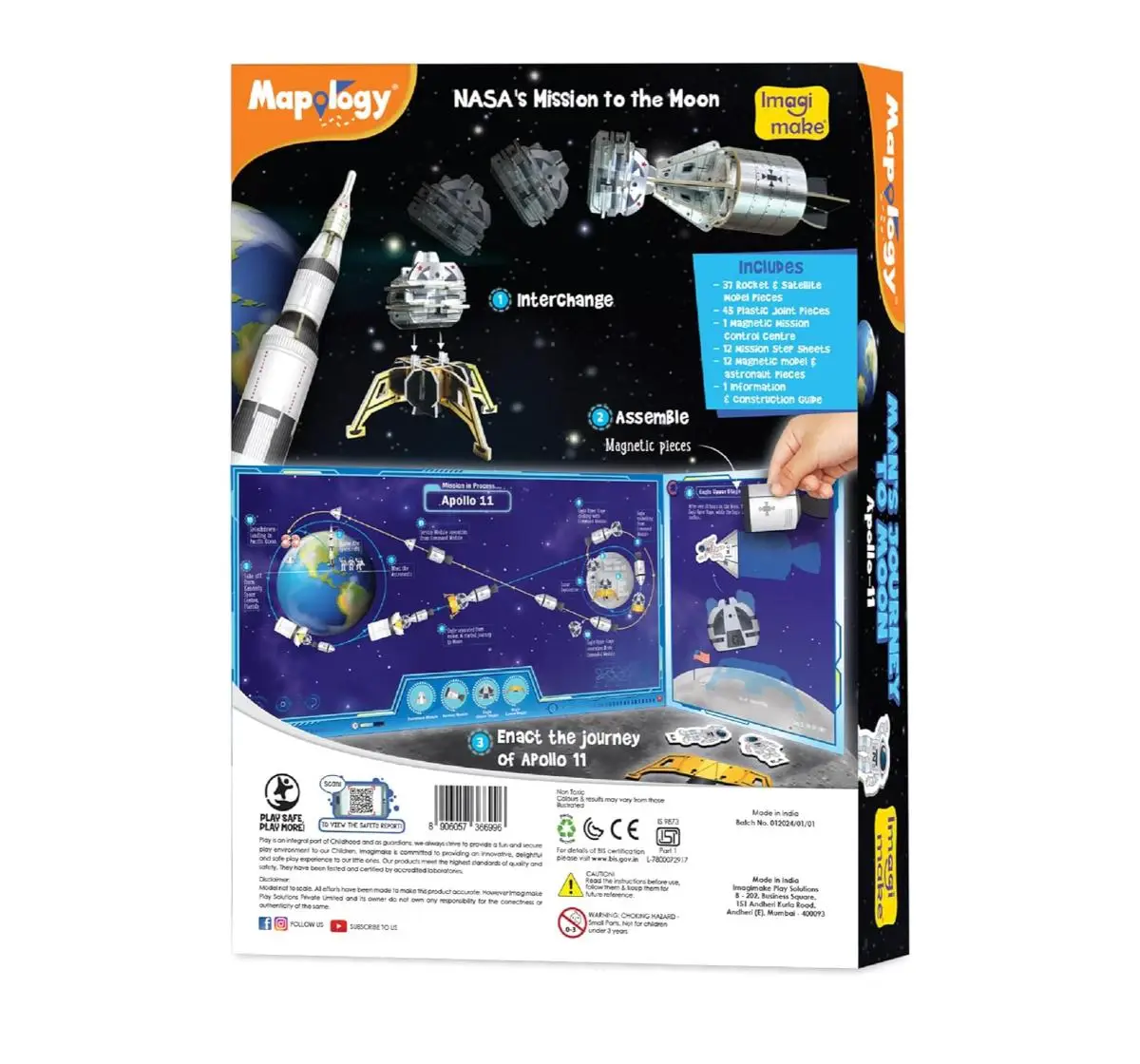 Imagimake Mapology Man's Journey to Moon, Mission Apollo 11, 3D Puzzle, 7Y+