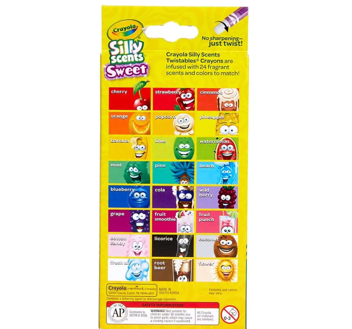 Crayola Sly Mini Twist Scented Crayons, 24 pieces, 3Y+