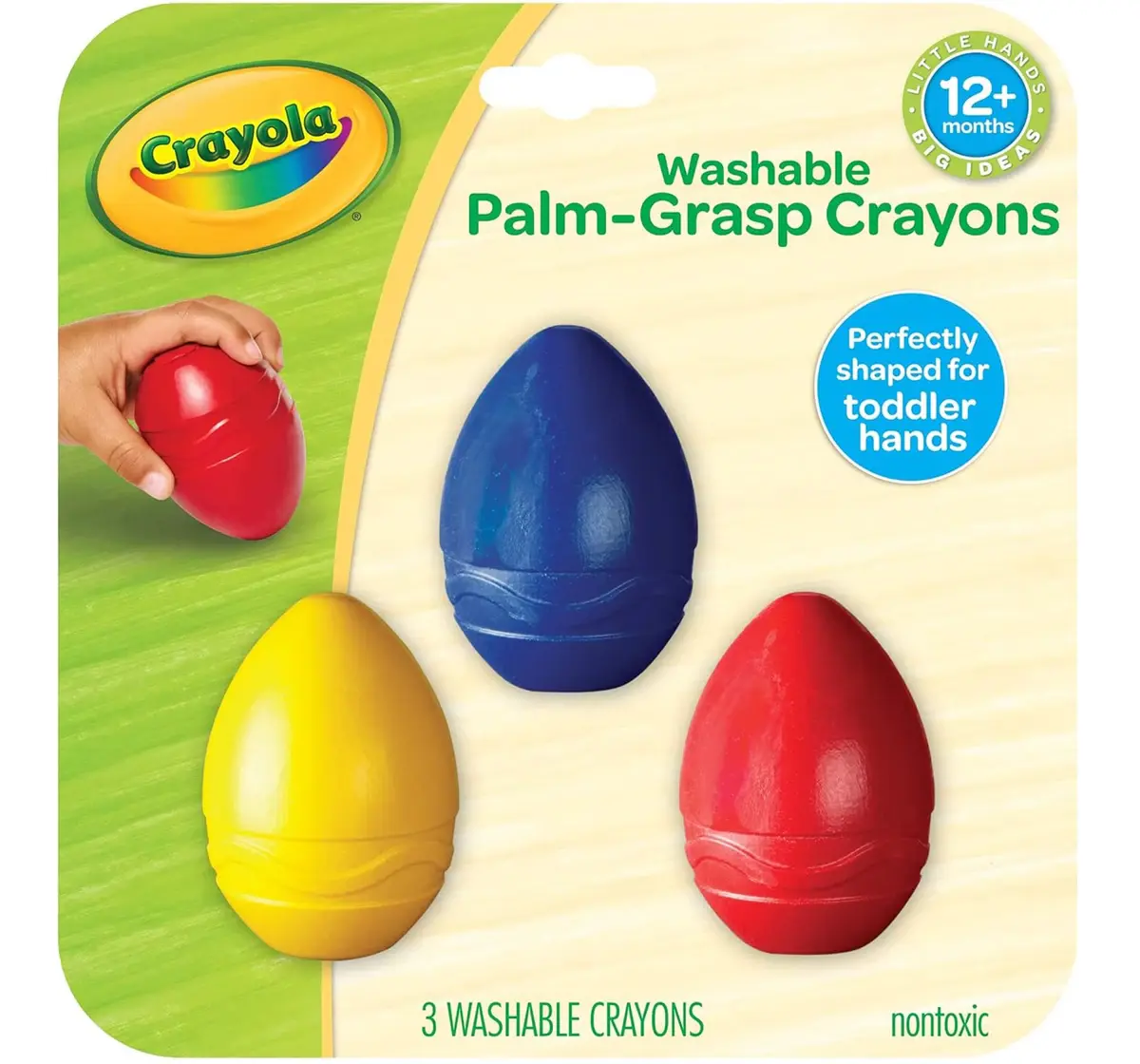 Crayola Palm Grasp Egg Crayons, 3 Pieces, 3Y+