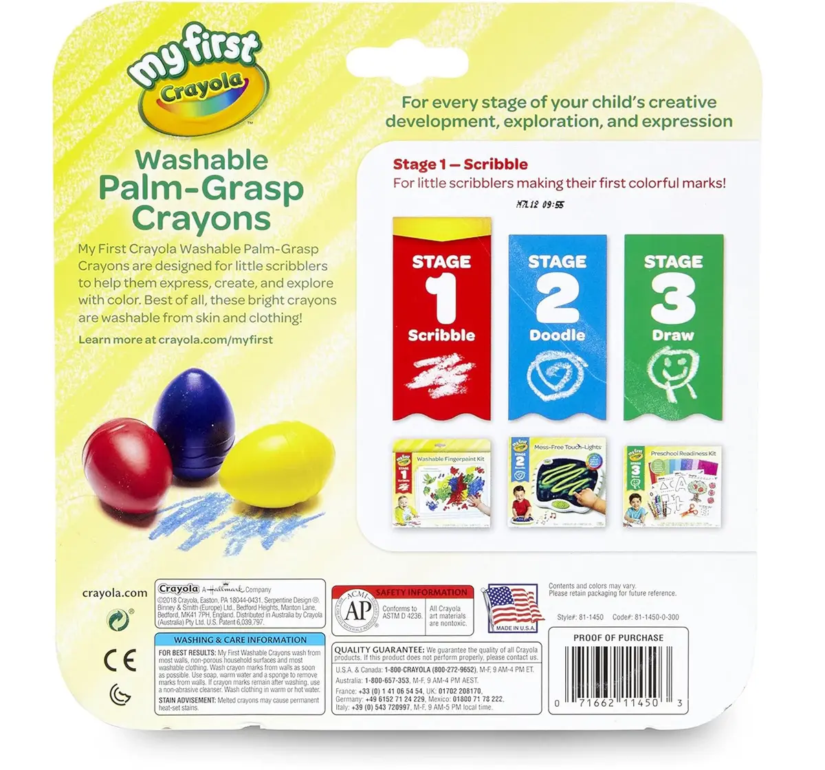 Crayola Palm Grasp Egg Crayons, 3 Pieces, 3Y+