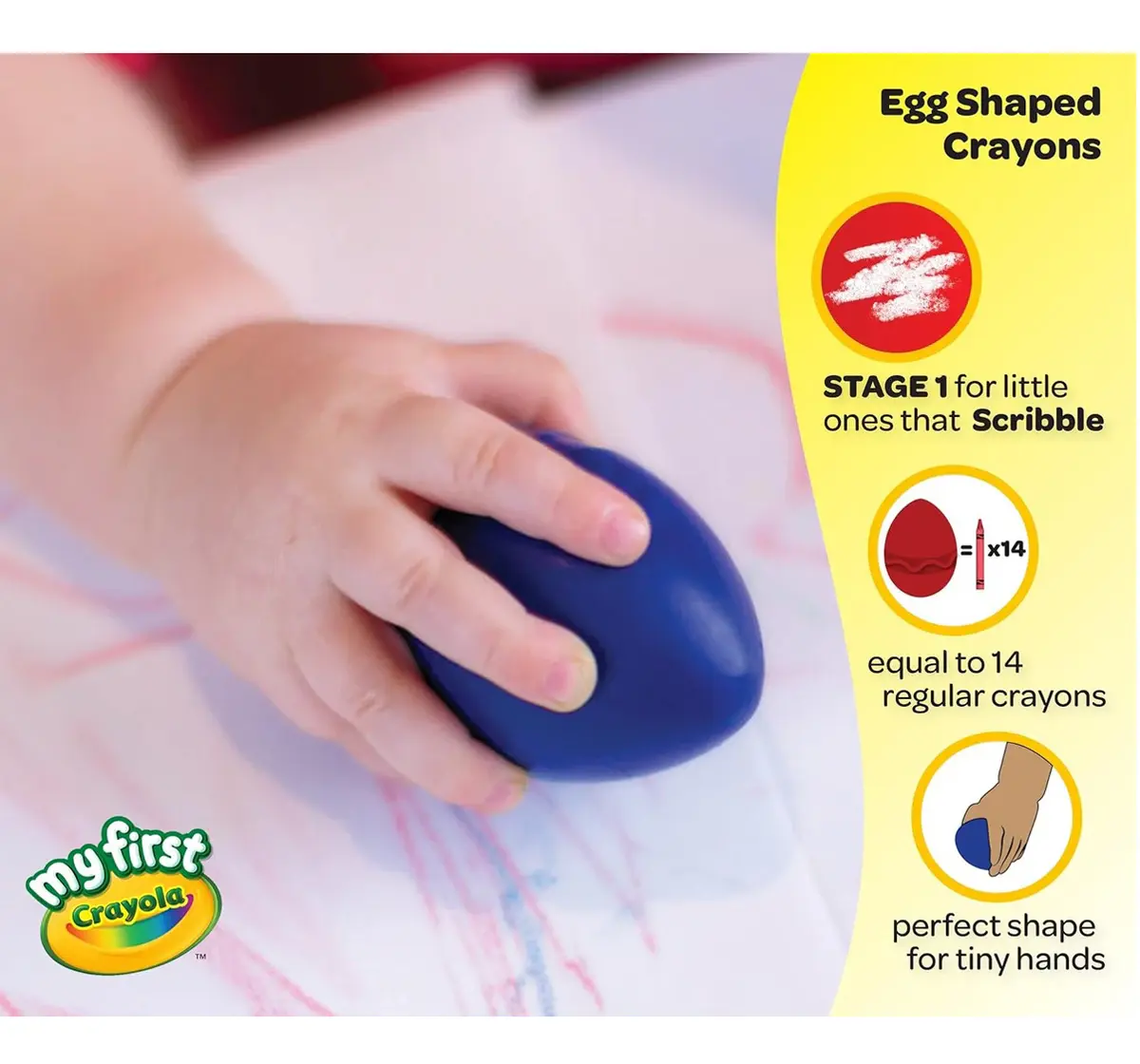 Crayola Palm Grasp Egg Crayons, 3 Pieces, 3Y+