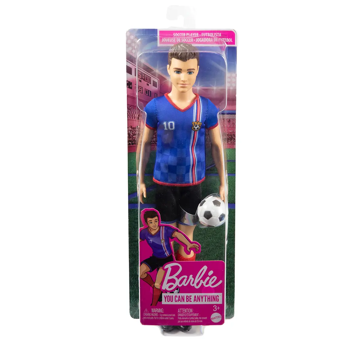 Barbie Ken Soccer Blue Doll, 3Y+, Multicolour