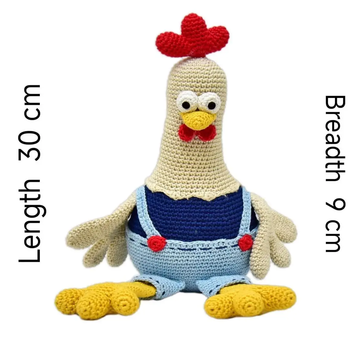 Happy Threads Dorris the Rooster, Handmade Crochet Toys, 6M+
