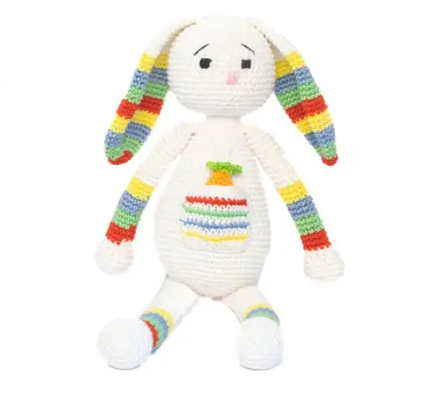 Happy Threads Hopper the Bunny, Handmade Crochet Toys, 6M+