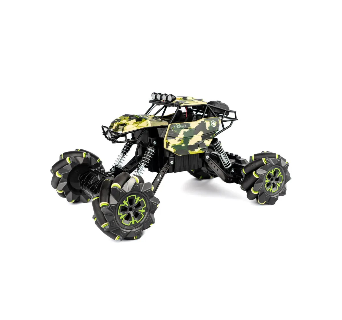 Fundle Trooper Remote Control Car, Rechargeable Sound Effects with LED Lights, Battery Operated RC Car, Army Green, 4Y+