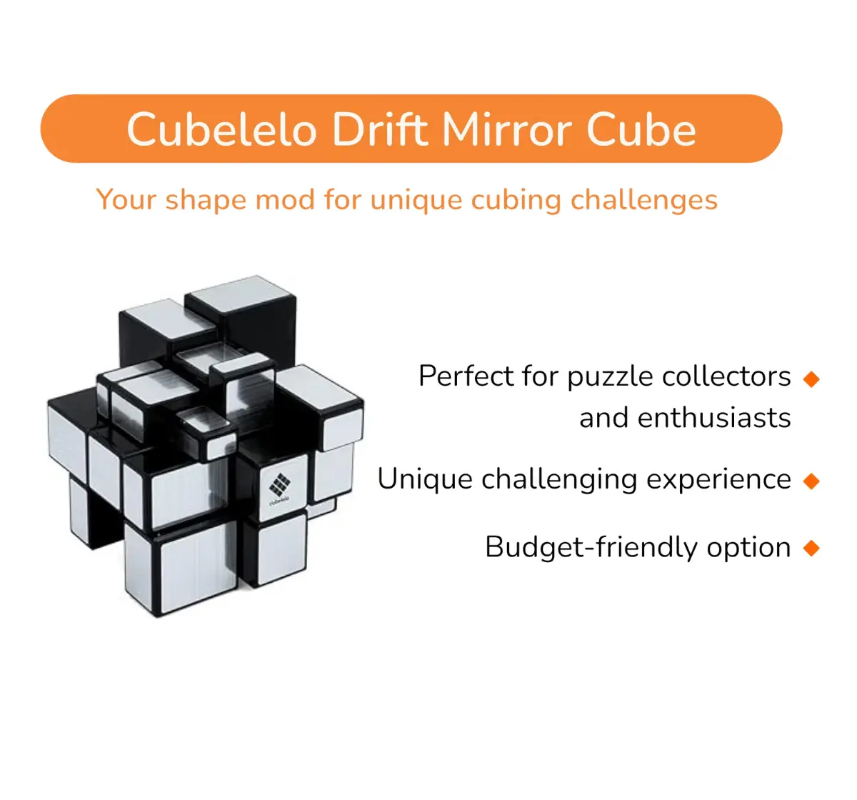 Cubelelo Drift Mirror Silver Speed Cube, 3Y+