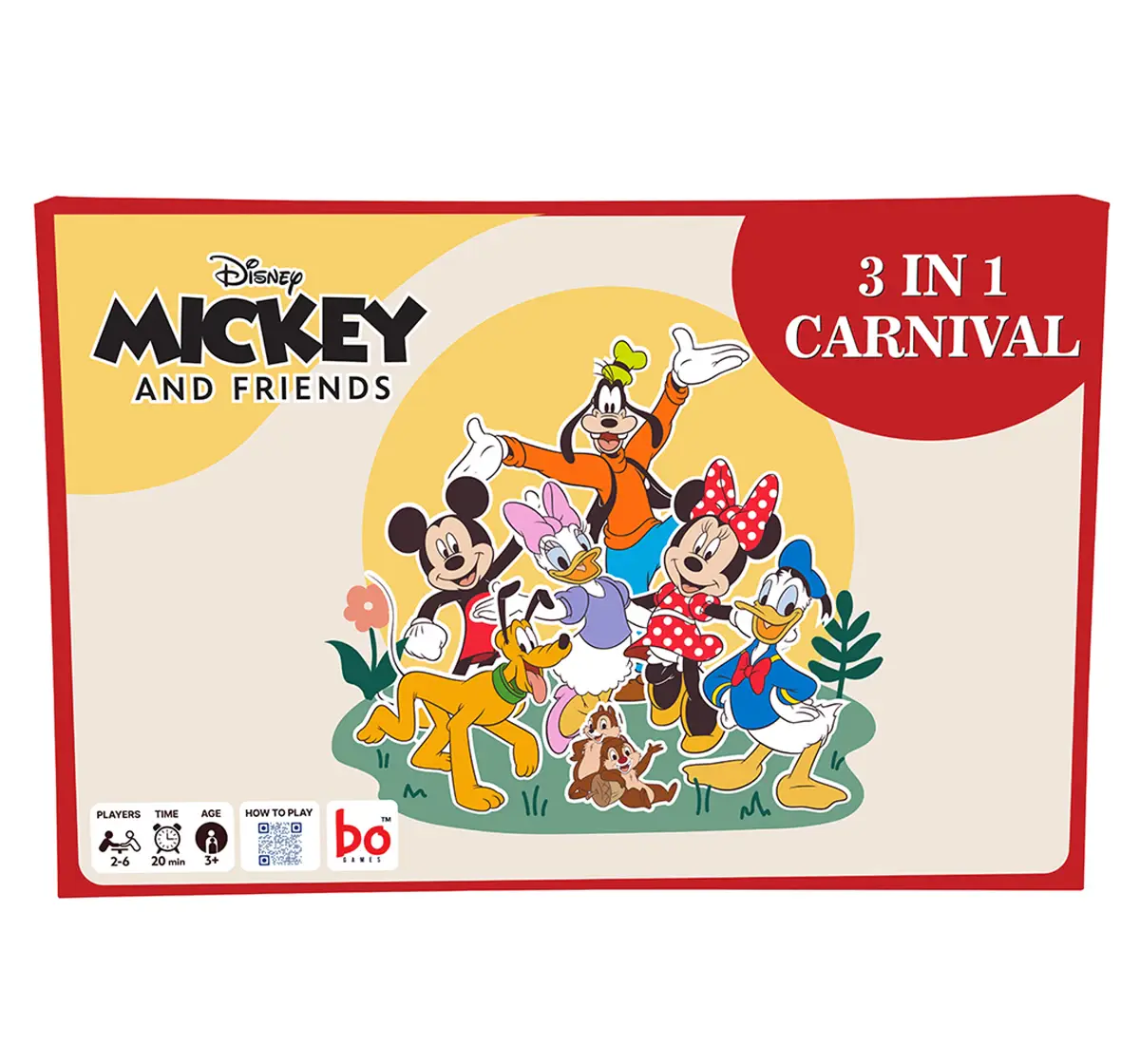 Borad 3 In Carnival Board & Card Game Mickey and Friends, 2 to 6 Players, 3 Games in one box, 3Y+