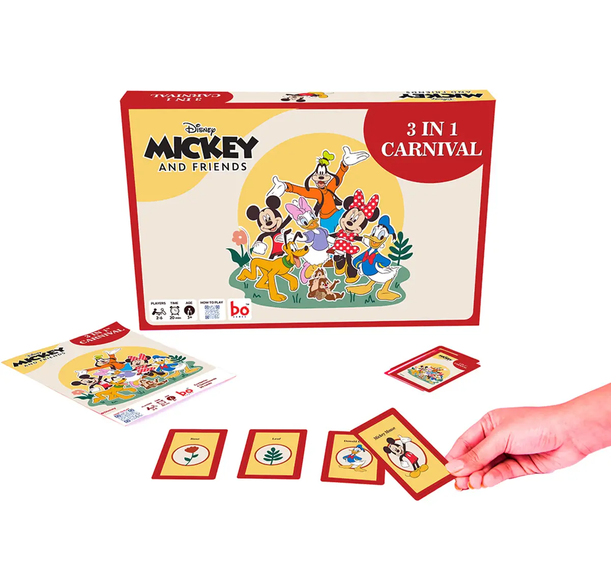 Borad 3 In Carnival Board & Card Game Mickey and Friends, 2 to 6 Players, 3 Games in one box, 3Y+