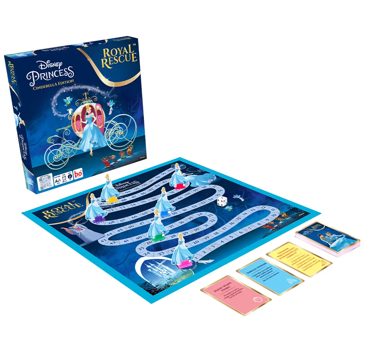 Borad Royal Rescue, Cinderella Edition, Roll the Die: Fun Board Game with Cards and Riddles, 3Y+, 2 to 6 Players