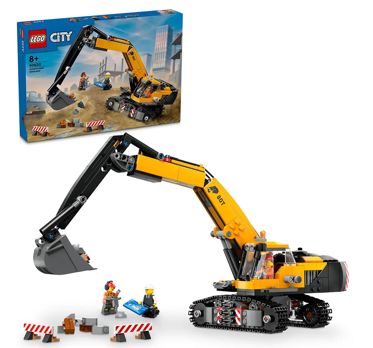 LEGO City Yellow Construction Excavator Toy Digger 60420 (633 Pieces)