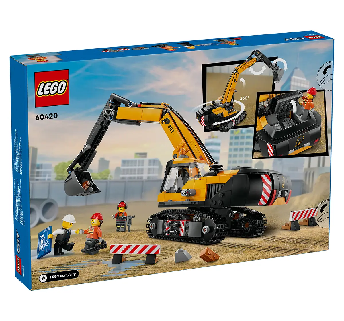 LEGO City Yellow Construction Excavator Toy Digger 60420 (633 Pieces)