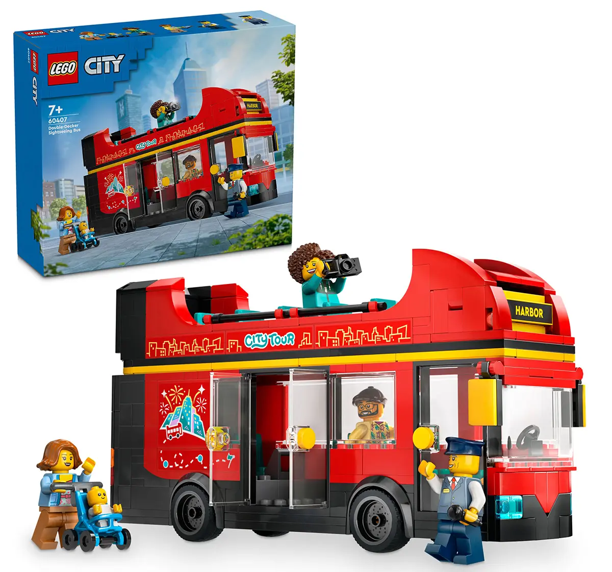 LEGO City Red Double-Decker Sightseeing Bus Toy 60407 (384 Pieces)