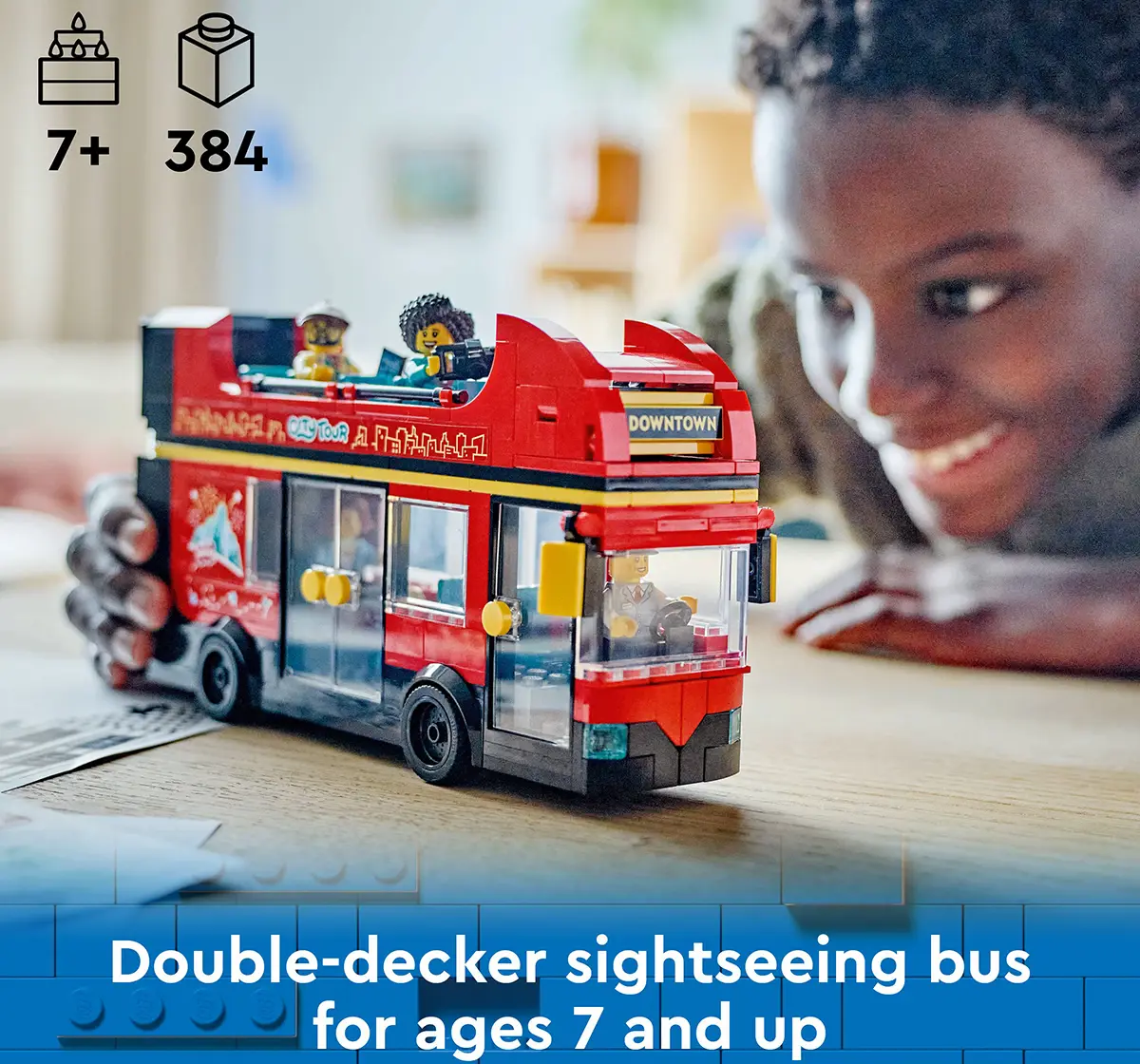 LEGO City Red Double-Decker Sightseeing Bus Toy 60407 (384 Pieces)