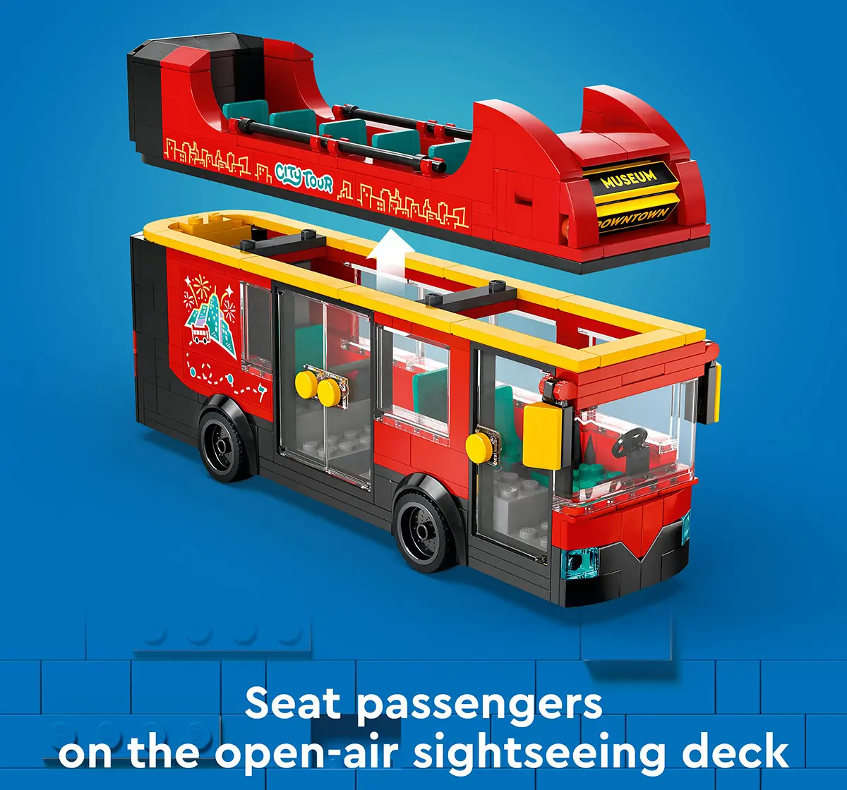 LEGO City Red Double-Decker Sightseeing Bus Toy 60407 (384 Pieces)