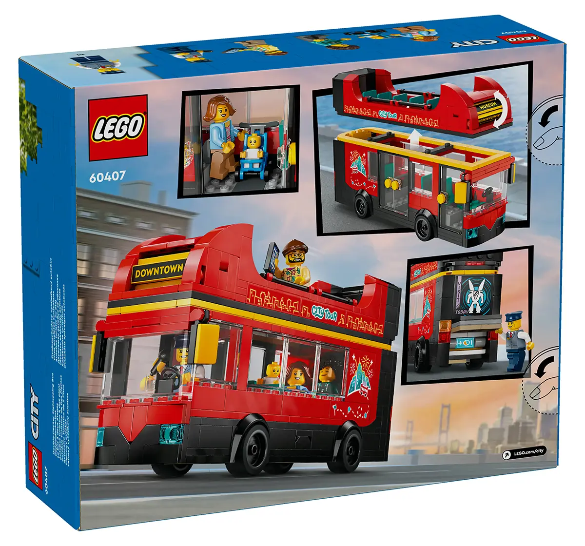 LEGO City Red Double-Decker Sightseeing Bus Toy 60407 (384 Pieces)