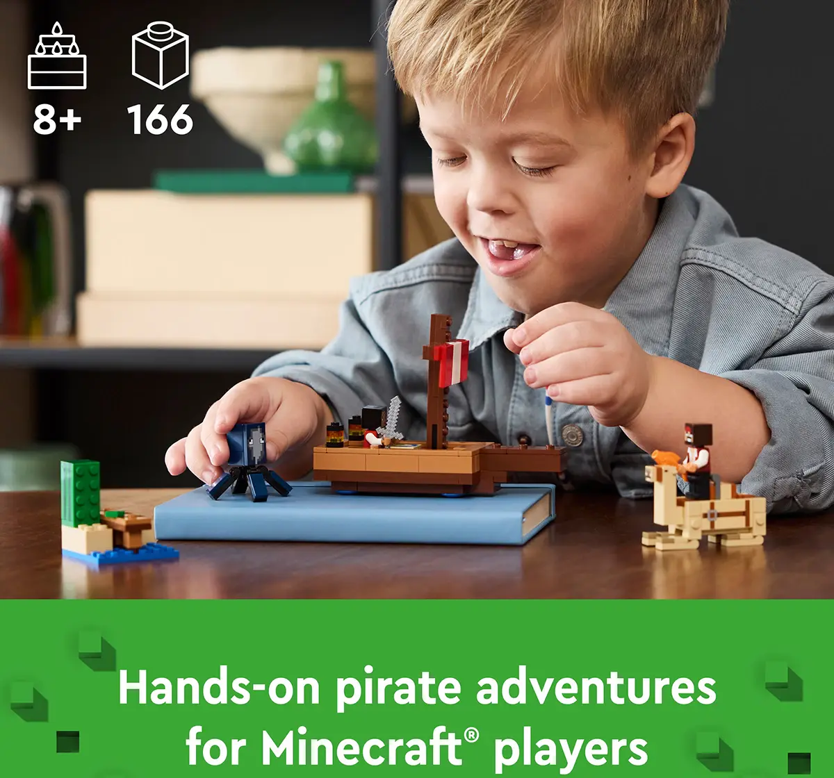 LEGO Minecraft The Pirate Ship Voyage Boat Playset 21259 (166 Pieces)