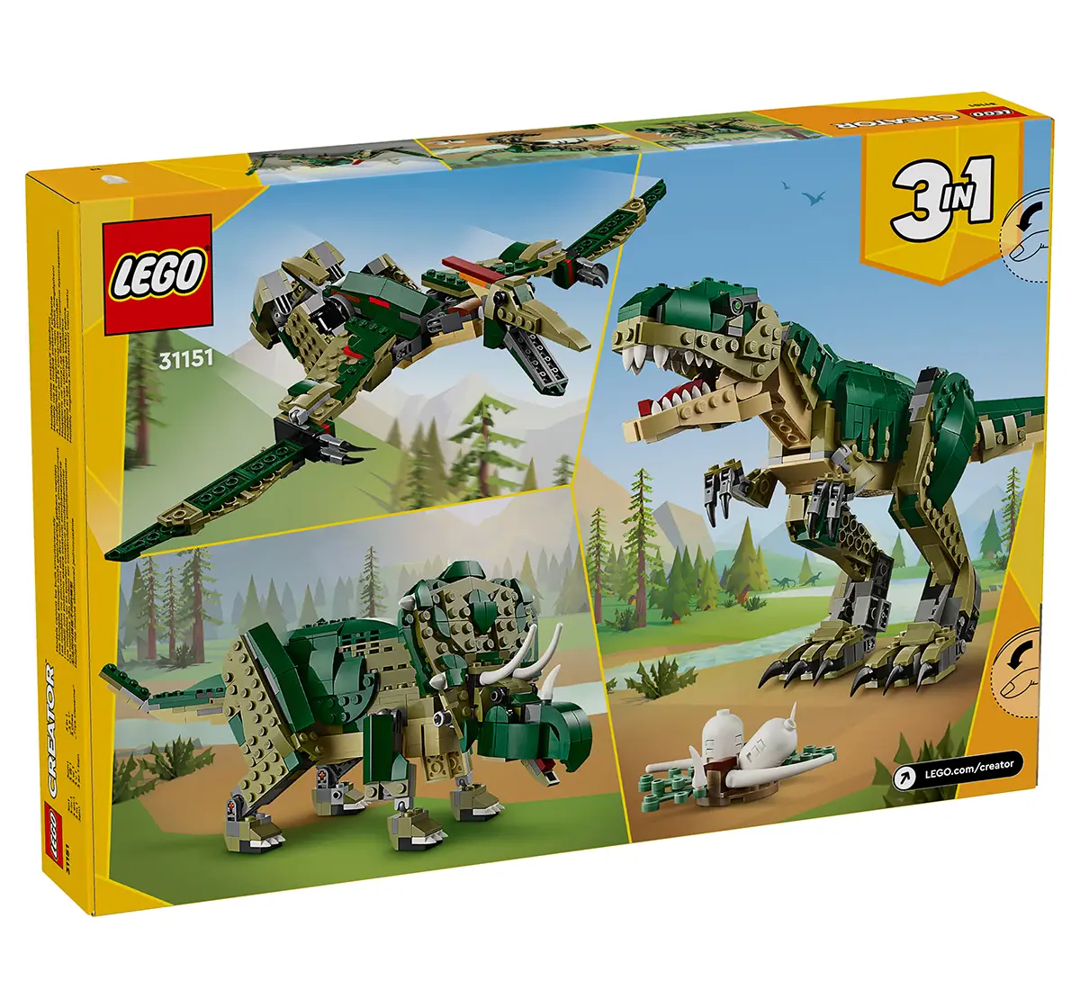 LEGO Creator 3In1 T. Rex, Dinosaur Toy For Kids 31151 (626 Pieces)