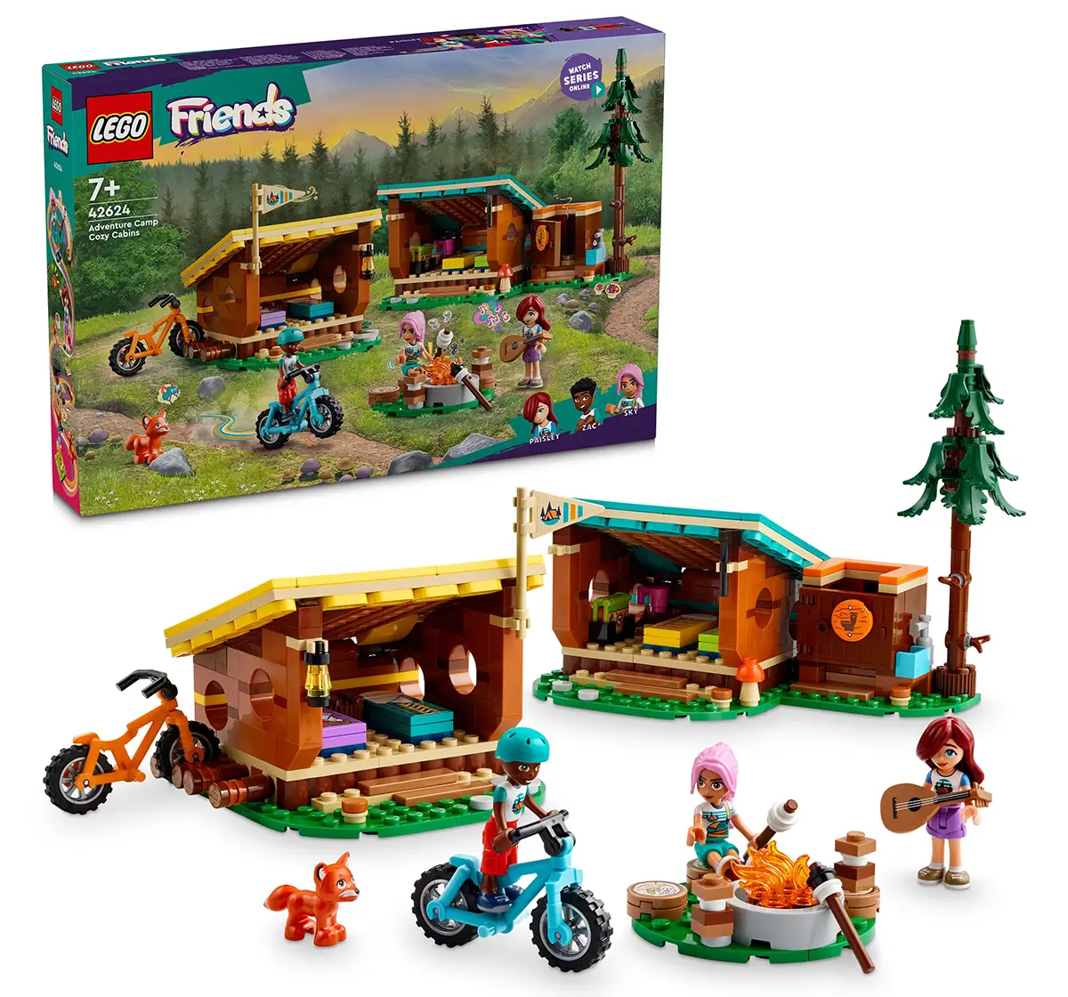 LEGO Friends Adventure Camp Cozy Cabins Camping Toy 42624 (437 Pieces)