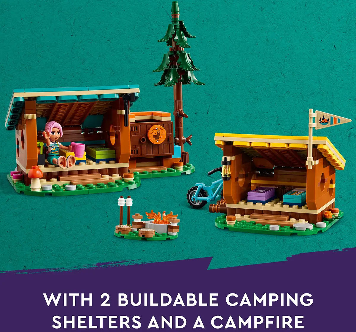 LEGO Friends Adventure Camp Cozy Cabins Camping Toy 42624 (437 Pieces)