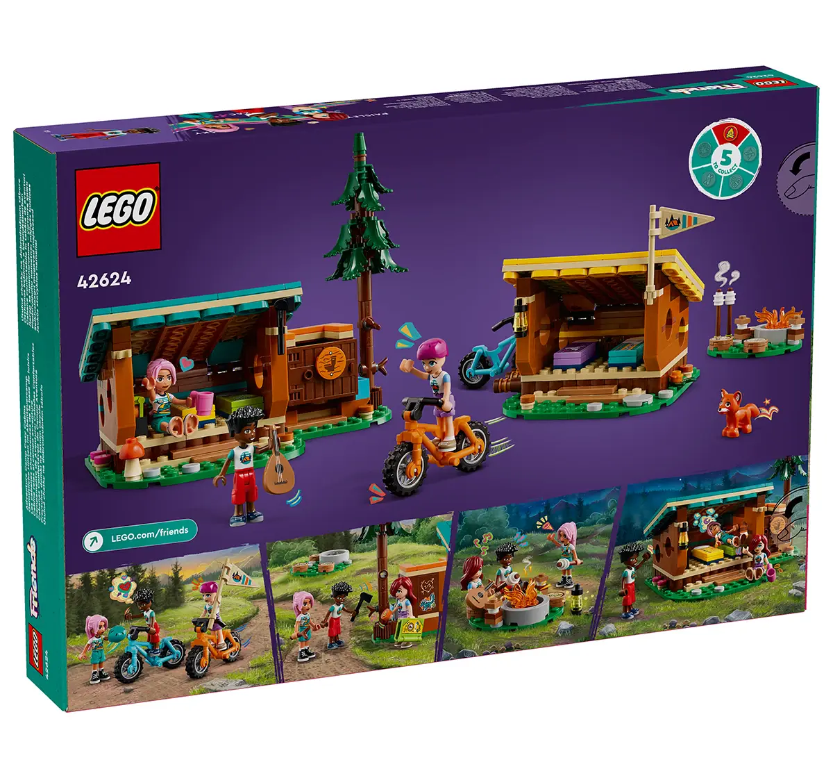 LEGO Friends Adventure Camp Cozy Cabins Camping Toy 42624 (437 Pieces)