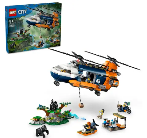 LEGO City Jungle Explorer Helicopter At Base Camp Set 60437 (881 Pieces)