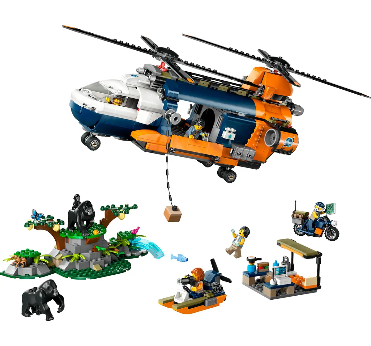 LEGO City Jungle Explorer Helicopter At Base Camp Set 60437 (881 Pieces)